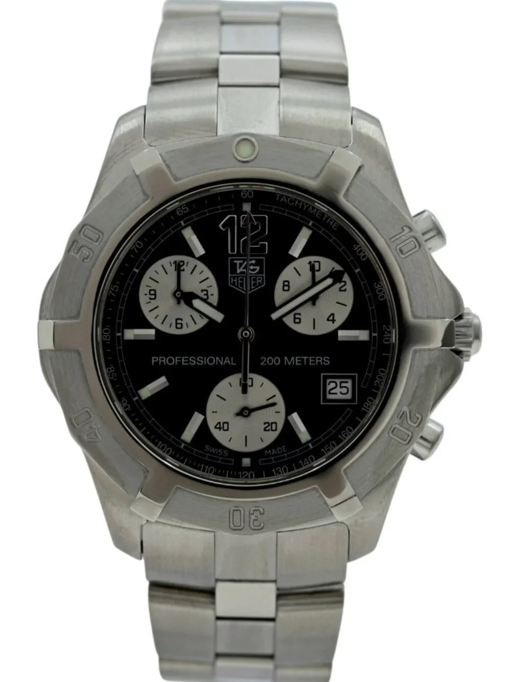 Tag Heuer 39mm Men's Exclusive 2000 Series Chrono Black Dial Watch! Ref: CN111E!